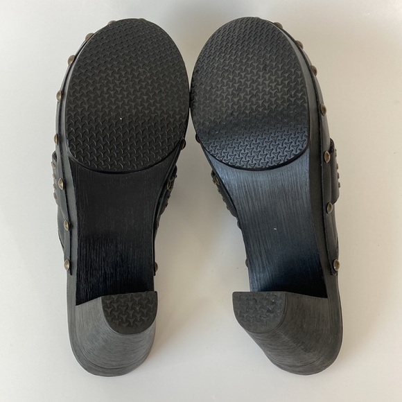 White Mountain Black Studded Leather Priscilla Mid Heel Clog - Picture 6 of 10